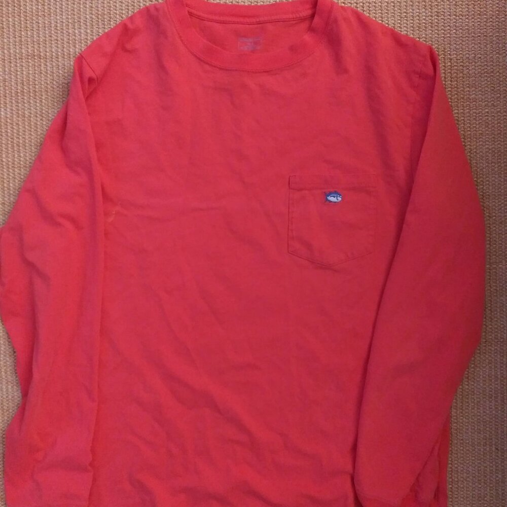 Southern Tide Men's Large Long Sleeve Tee (Salmon Red)